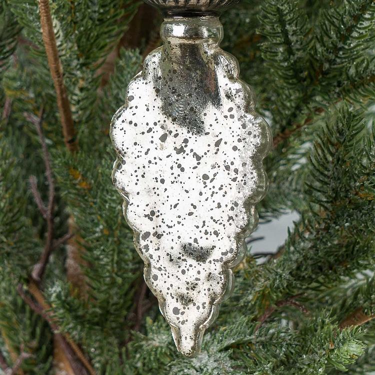 Ёлочная игрушка-подвеска Листик на металлическом основании Metal Base Leaf Pendant Aged Glass 6,5 cm