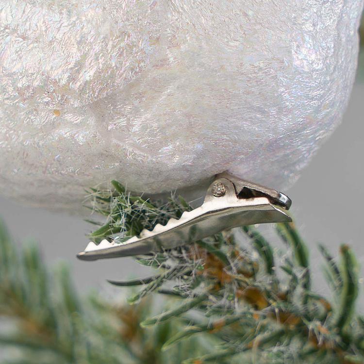 Набор из двух ёлочных игрушек на клипсе Белые птицы Set Of 2 Fabric Plume Birds On Clip White 18 cm