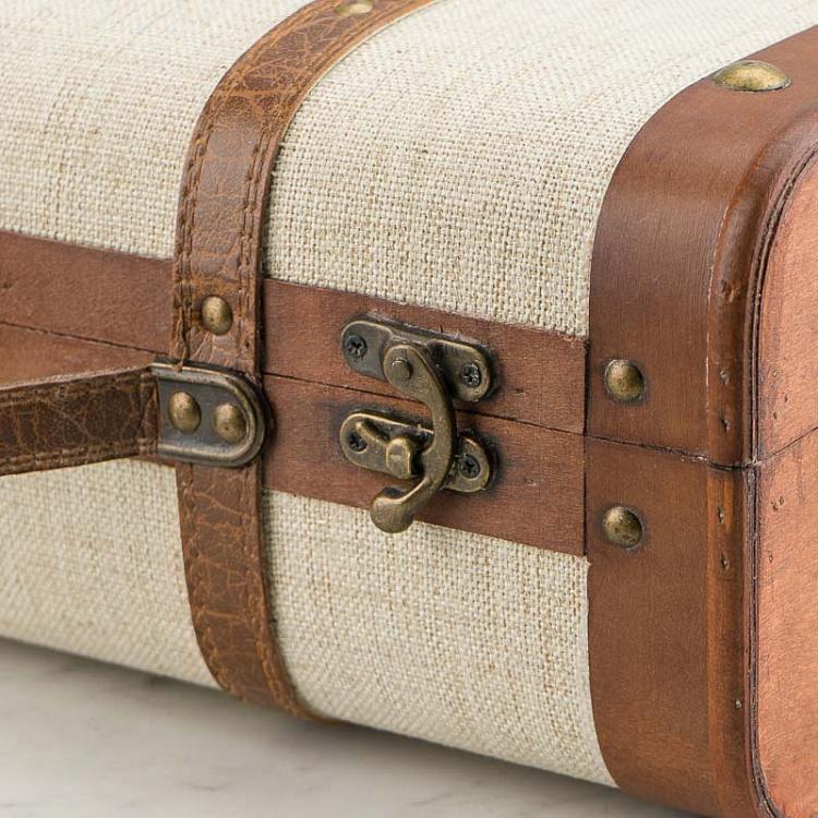 Набор из двух бежевых декоративных чемоданов Set Of 2 Wood Fabric Suitcase Boxes Cream
