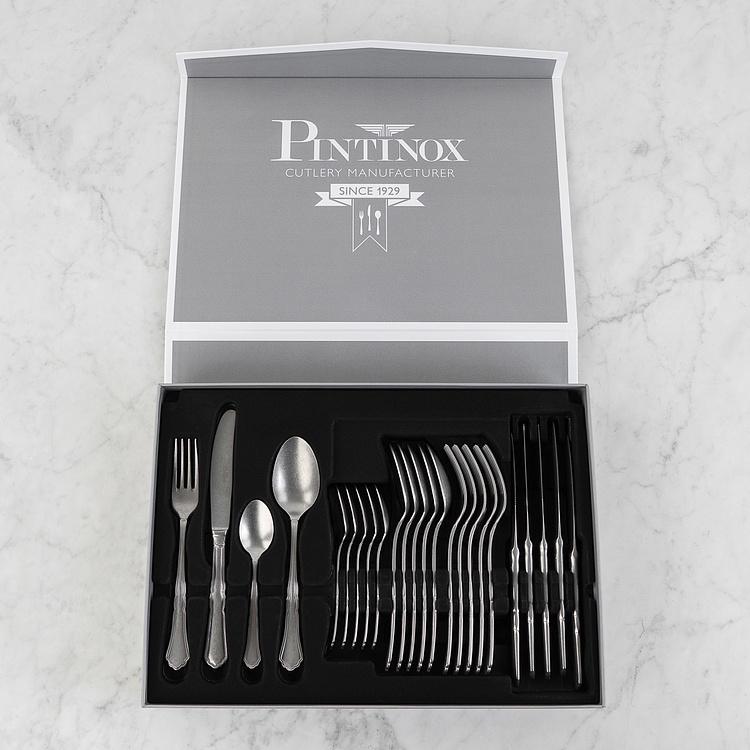 Набор из 24 столовых приборов на 6 персон по 4 предмета Сеттеченто Set Of 24 Cutlery Pieces Settecento Stone Washed