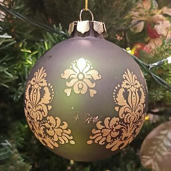Glass Matte Glitter Brocade Ball Green 10 cm discount