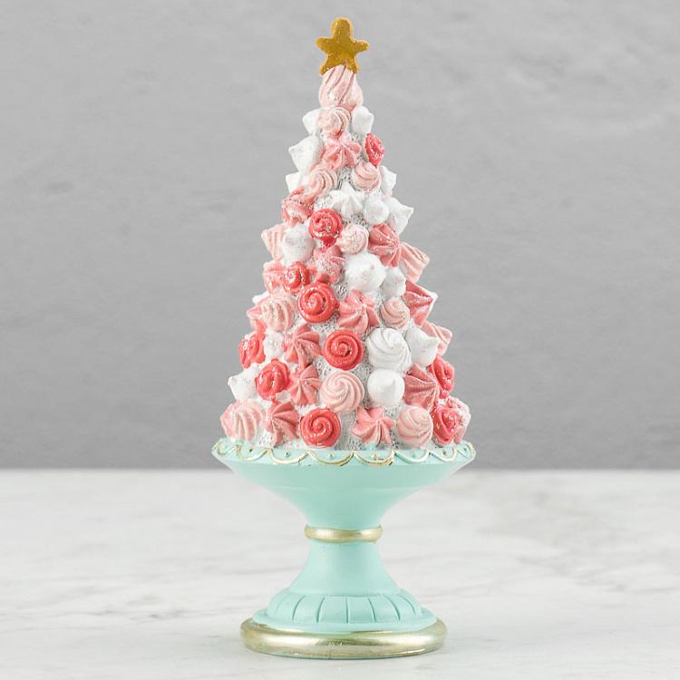 Новогодняя фигурка Сладкая ёлка зелёно-розовая Candy Cone Tree On Stand Pink Green 20,5 cm