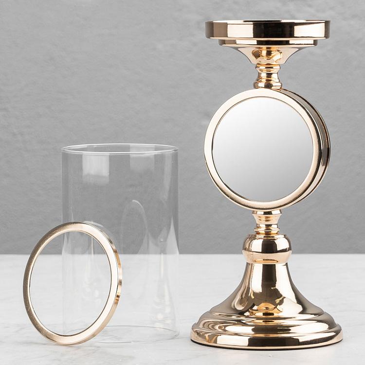 Металлический подсвечник с зеркалом Metal Mirror Candle Holder Gold