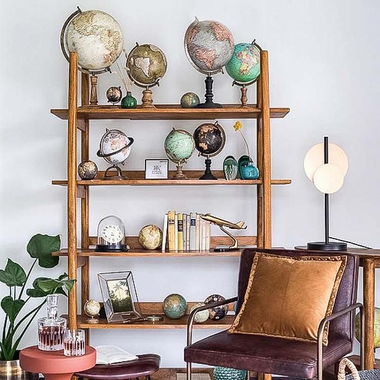 Набор из трёх винтажных маленьких глобусов Set Of 3 Vintage Globes Tiny Mango Wood