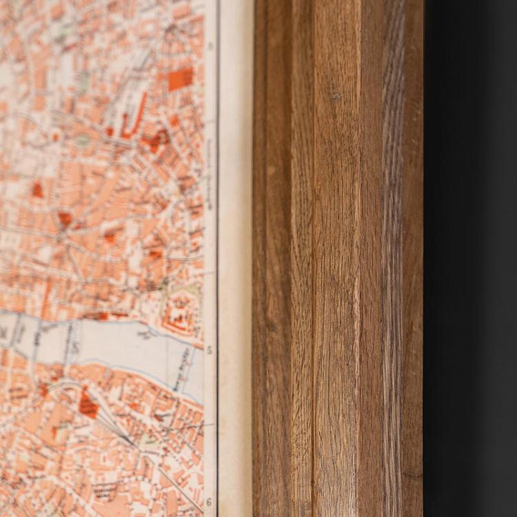 Картина-принт Карта Лондона, рама из высветленного дуба Classic Map London, Weathered Oak