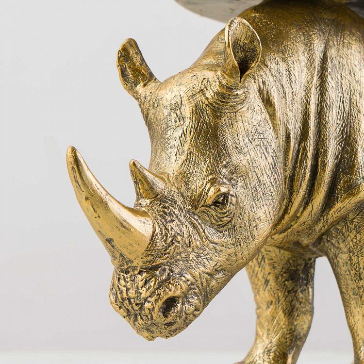 Подставка для мелочей и украшений Золотистый винтажный носорог Antique Gold Rhinoceros With Tray
