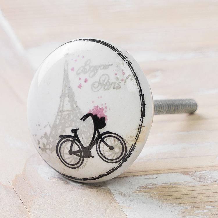 Керамическая мебельная ручка Бонжур Париж Bonjour Paris Ceramic Shabby Chic Knob