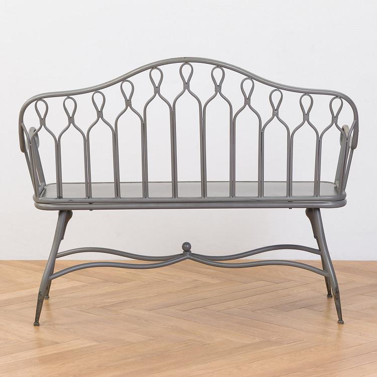 Серая металлическая скамейка с патиной Валери Valery Metal Bench Grey Patina