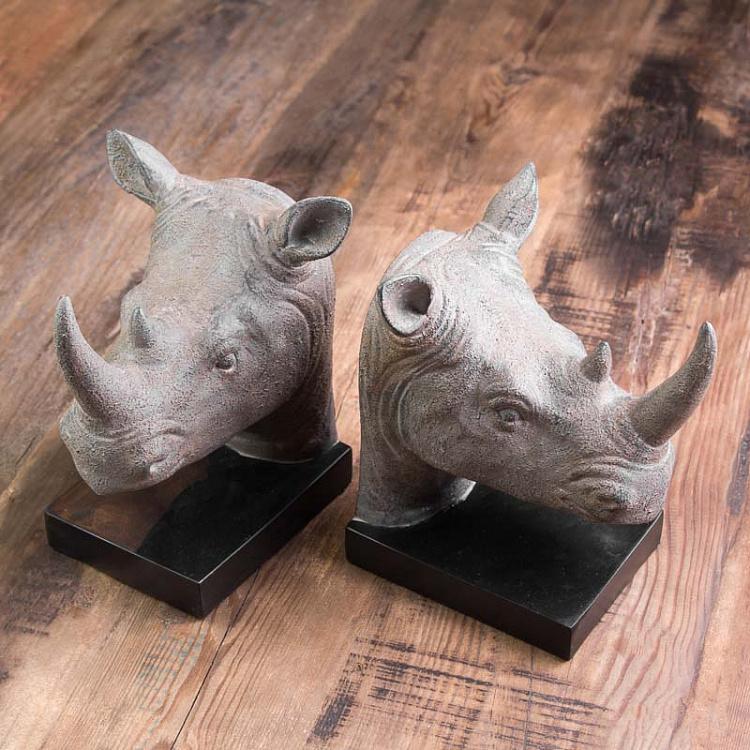 Набор из двух держателей для книг Носороги Bookend Rhino Heads