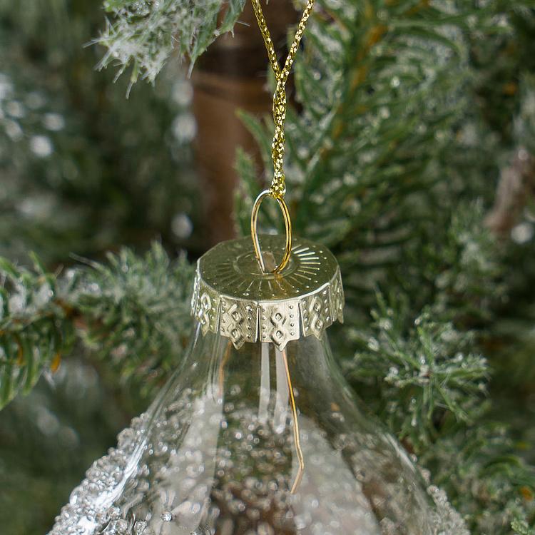 Набор из трёх стеклянных ёлочных игрушек с золотой фольгой внутри Set Of 3 Glass Crush Foil Ball Clear Gold 8 cm