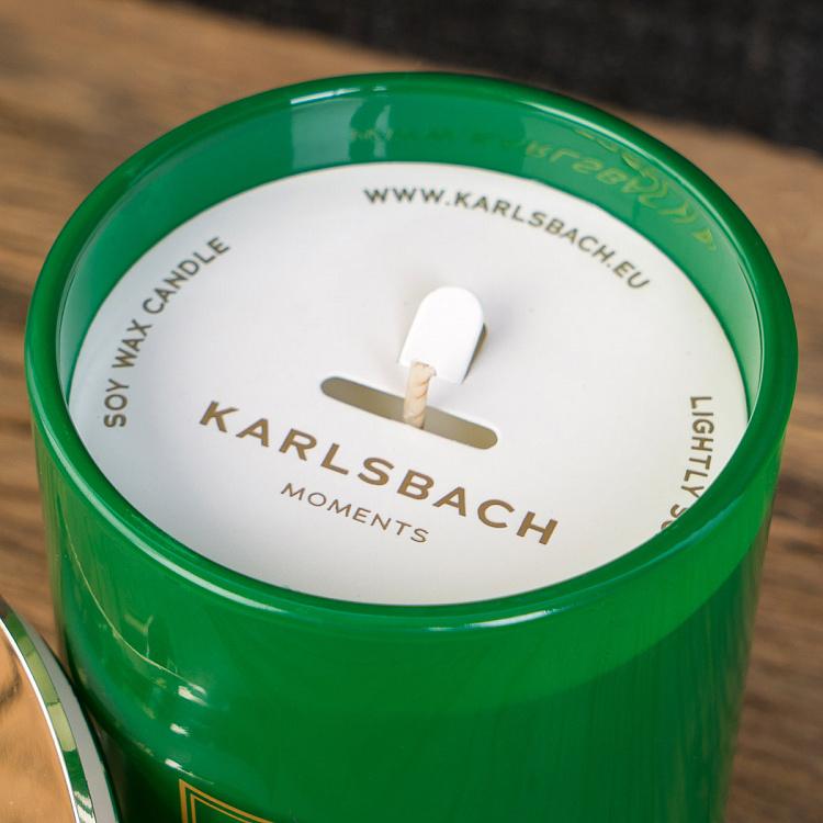 Аромасвеча в зелёном стакане с золотой крышкой Магнолия Aroma Candle In Dark Green Glass With Gold Lid Magnolia