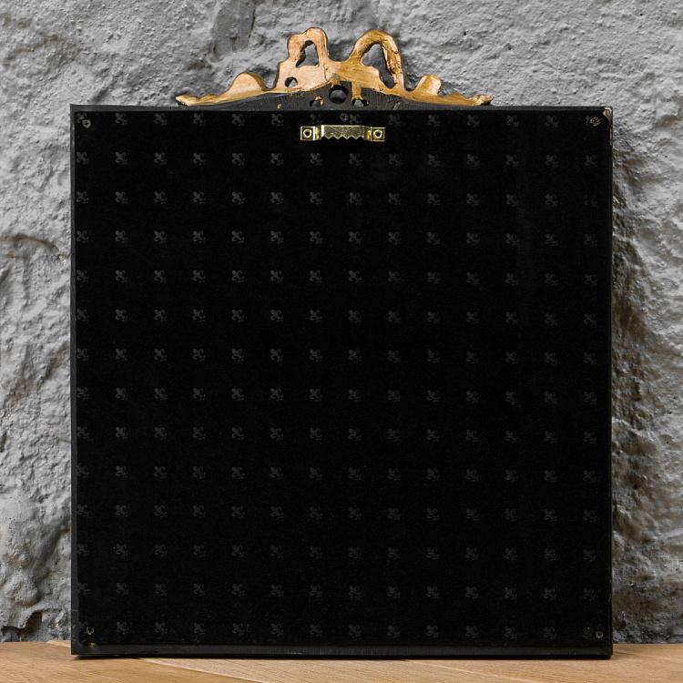 Выпуклое зеркало в чёрной квадратной раме с гирляндой Square Convex Mirror With Garland Black