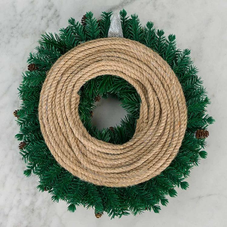 Новогодний венок с шишками и веточками Wreath With Pinecones And Twigs 21 cm
