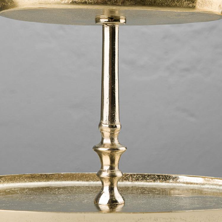 Золотистая двухуровневая овальная сервировочная подставка 2 Tier Oval Plate Gold