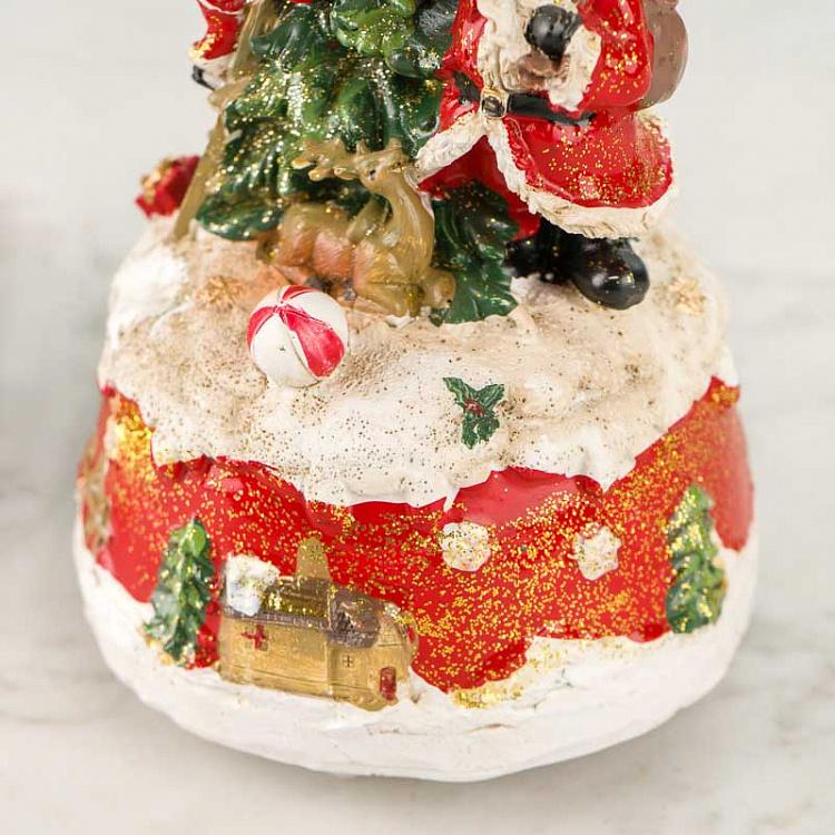 Набор из двух музыкальных статуэток Мишка и Санта Set Of 2 Music Boxes Bear And Santa 16 cm