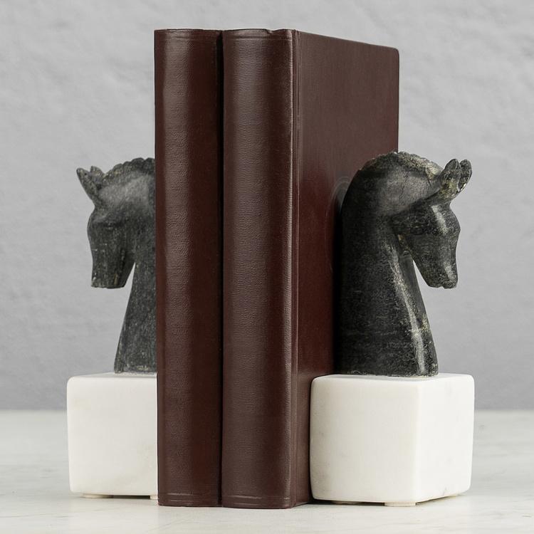 Набор из двух держателей для книг Мраморные лошади Bookend Marble Horses
