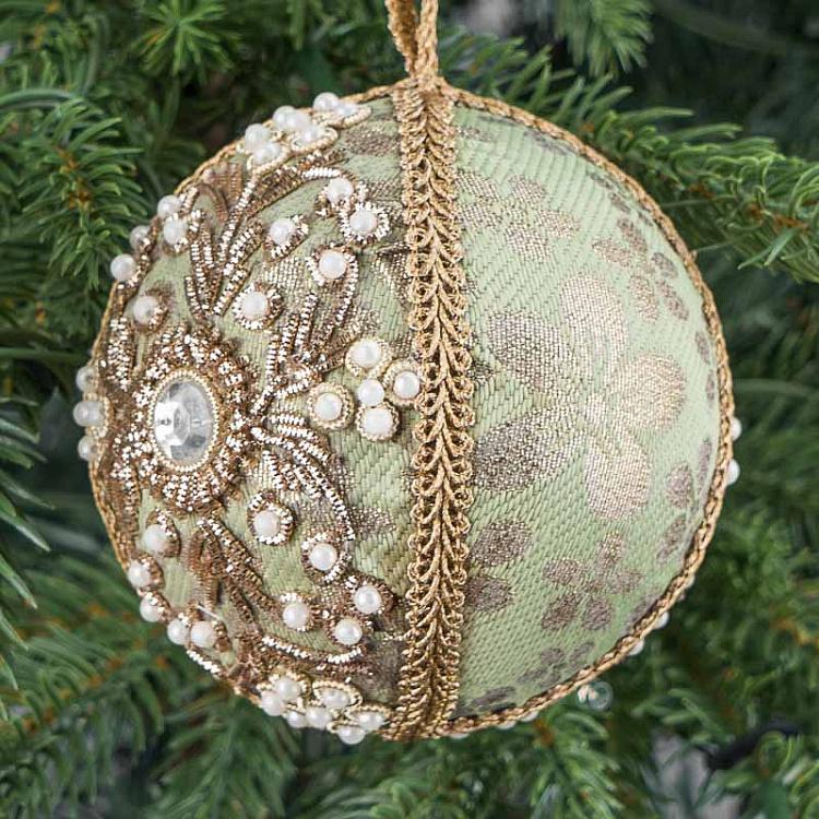 Ёлочная игрушка Золотой шар с бусинами Beads Ball Gold 9 cm