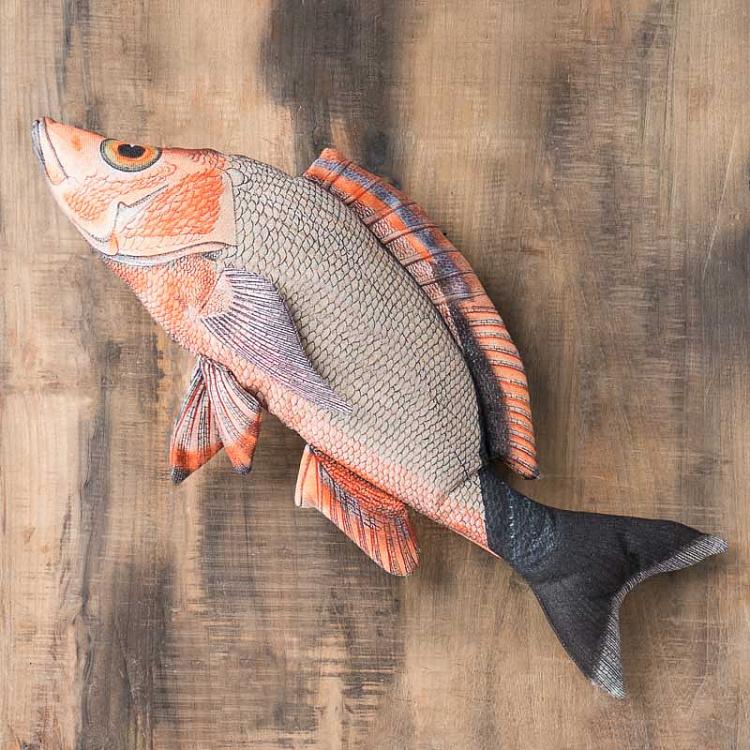 Декоративная подушка оранжево-зелёная Рыба Orange And Green Fish Cushion Real