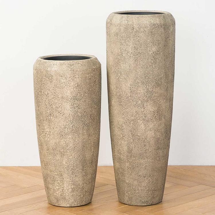 Высокое серо-коричневое кашпо-конус Эффектори Вулкан, L Effectory Volcano High Cone Design Taupe Tuff Large