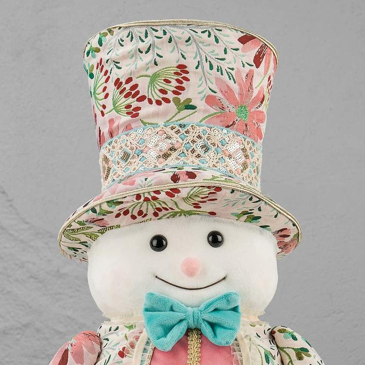 Статуэтка Снеговик в костюме и шляпе с цветочным узором Floral Snowman With Hat 65 cm