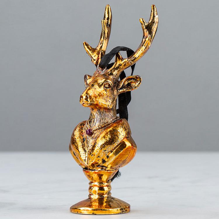 Ёлочная игрушка Бюст оленя золотого цвета, S Deer Bust Gold 15 cm