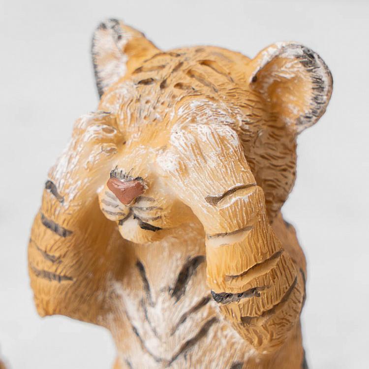 Набор из трёх статуэток Тигрята Не вижу, не слышу, не говорю Set Of 3 See/Hear/Speak No Evil Tigers Orange/White 10 cm