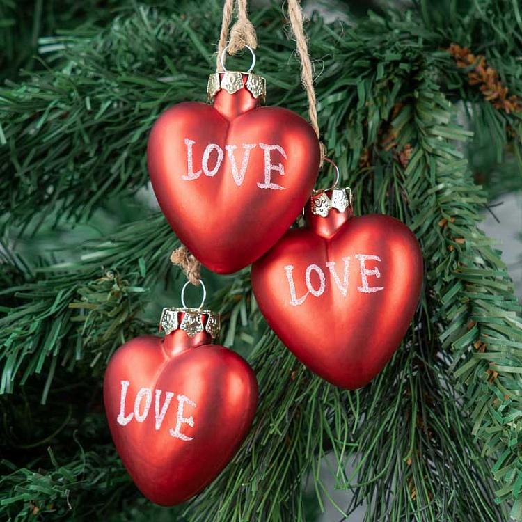 Ёлочная игрушка Красные сердца Hearts Dangle Red 20 cm