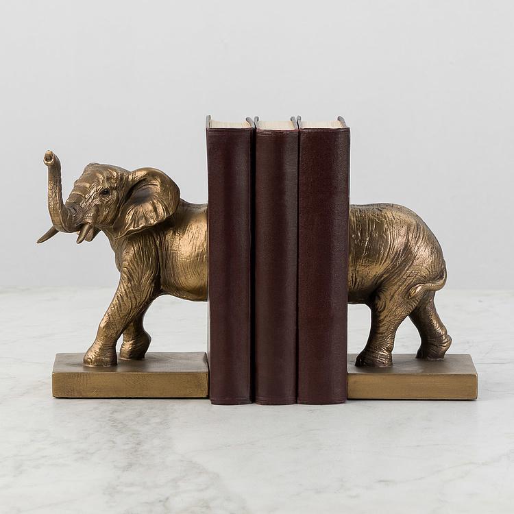 Набор из двух держателей для книг Медный слон Bookend Сopper Elephant