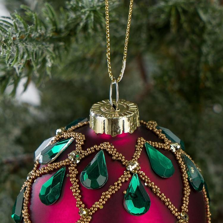 Набор из двух ёлочных игрушек-шкатулок Зелёное и фиолетовое яйцо Set Of 2 Xmas Egg Boxes Jewel Net Green Purple 10 cm