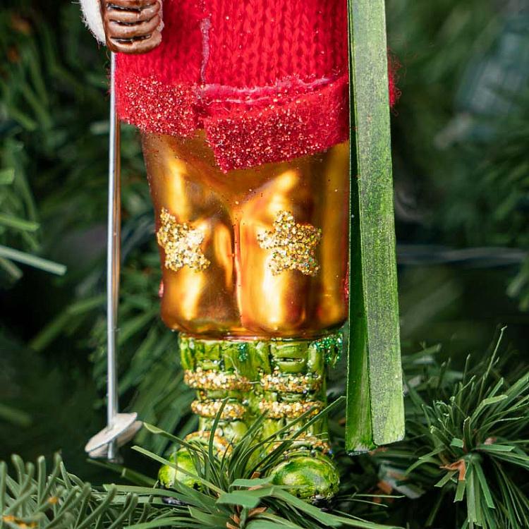 Ёлочная игрушка Олень с лыжами 1 Glass Hanger Ski Elk 1 18 cm