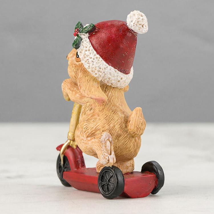 Статуэтка Весёлый кролик на самокате Cute Xmas Rabbit On Scooter 11 cm