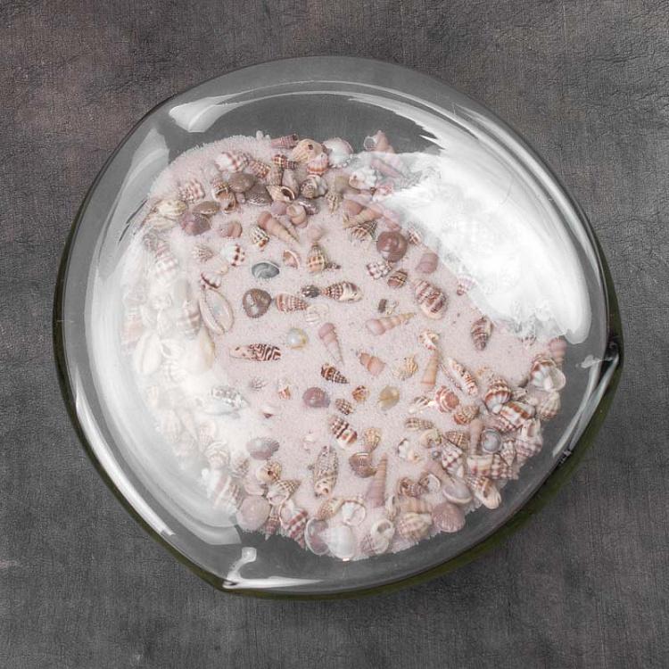 Украшение для интерьера с песком и ракушками в стекле Glass Tray With Sand And Shells