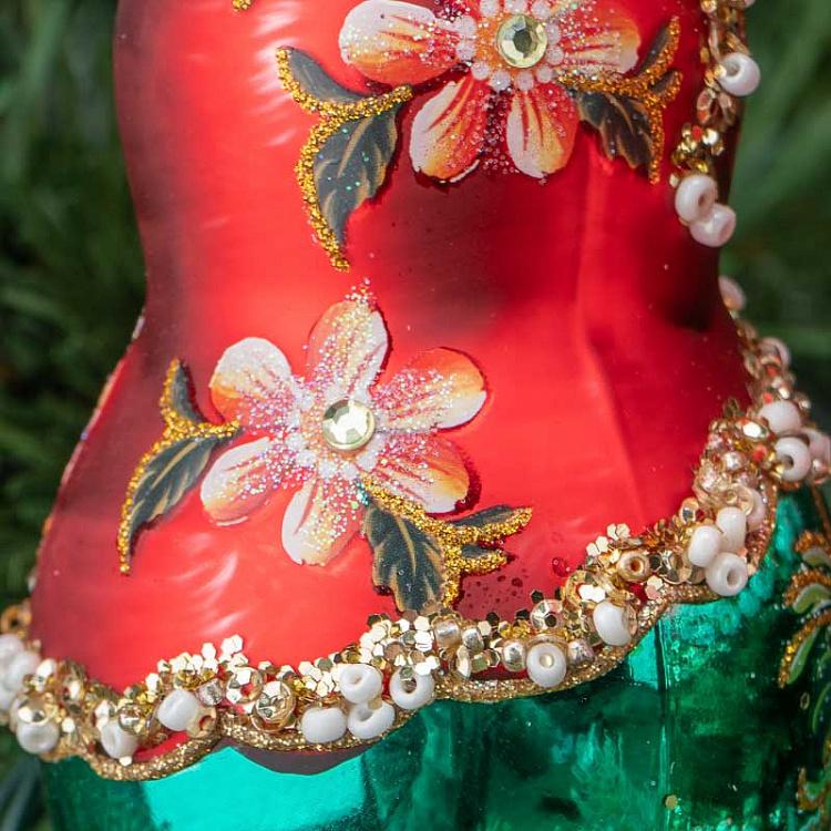 Набор из двух ёлочных игрушек Матрёшки Set Of 2 Glass Matryoshka Dolls Red/Green 10,5 cm