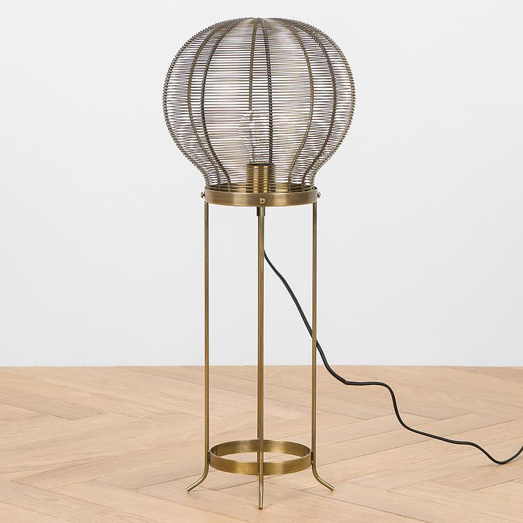 Настольная лампа с патиной Сетчатый шар Mesh Bulb Brass Patina Lamp