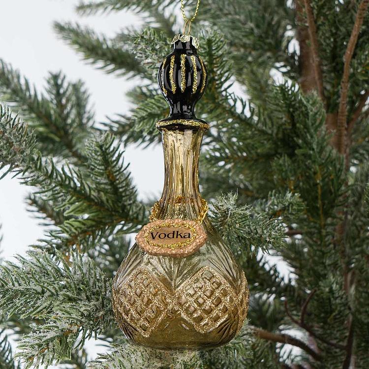 Набор из двух ёлочных игрушек Шотландский виски и водка Set Of 2 Glass Scotch Whisky Vodka Bottles Gold 14 cm