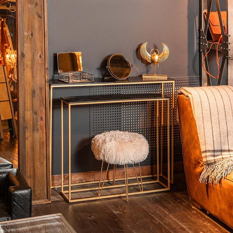 Круглое настольное зеркало из состаренного металла Aged Metal Round Mirror