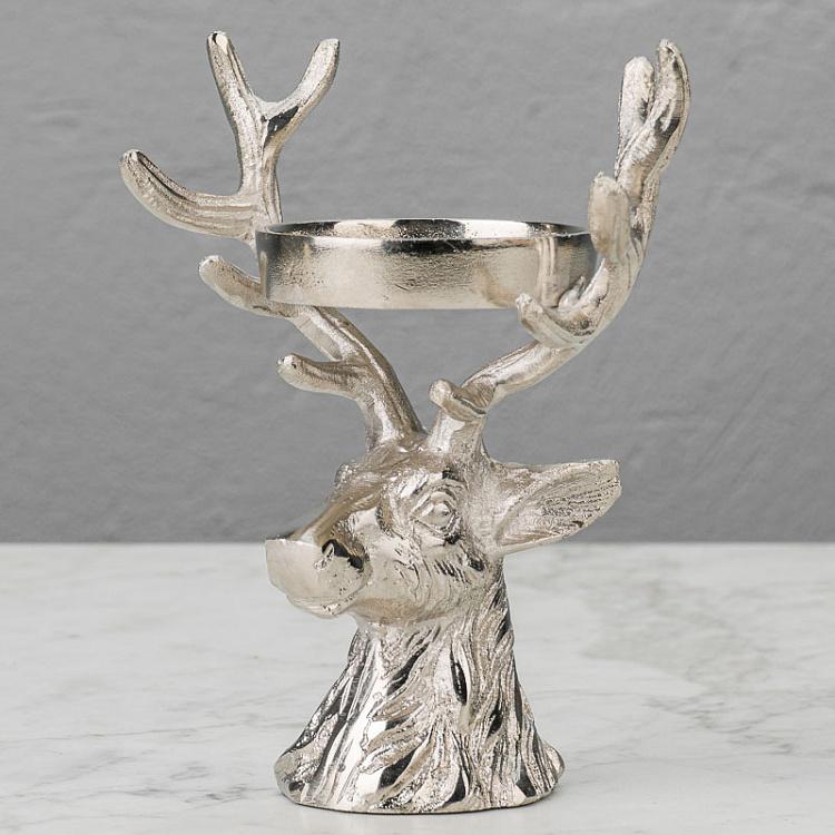 Подсвечник на одну свечу Олень Candle Stand Deer Silver