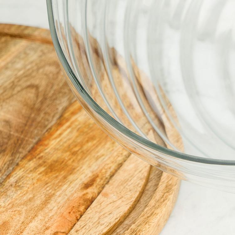 Деревянная доска со стеклянным колпаком Улей, L Bee Dish And Cover Large