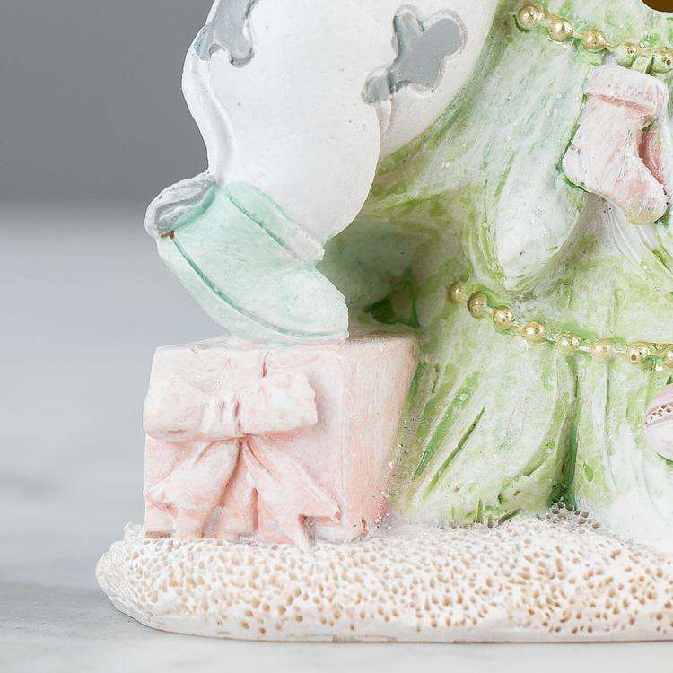 Новогодняя фигурка с подсветкой Бычки и ёлочка Calves With Christmas Tree 14 cm