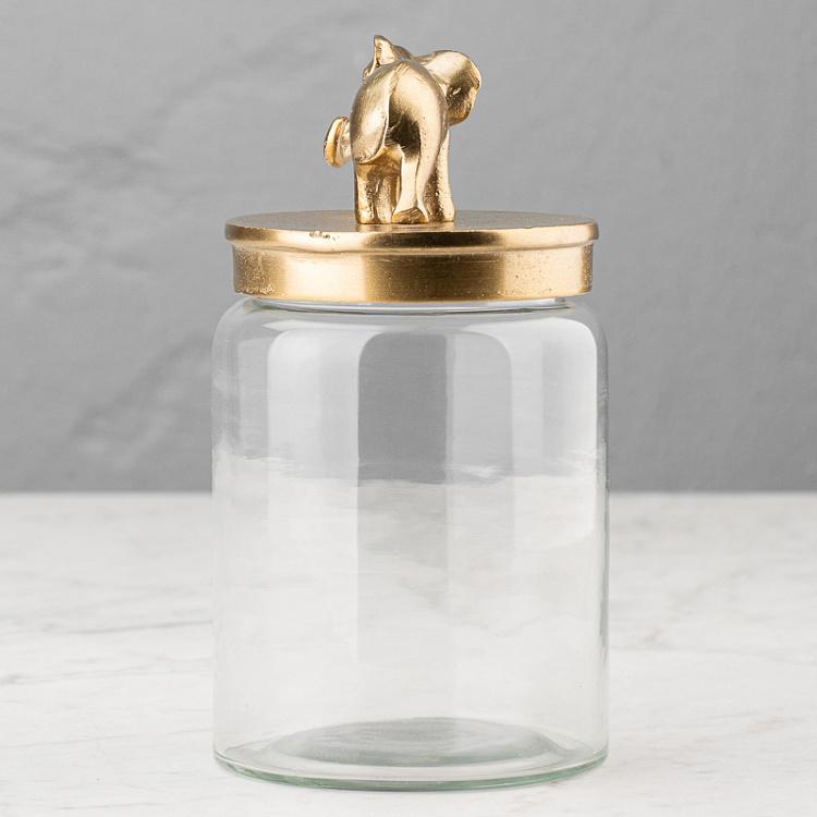 Ёмкость для хранения Золотой слон Decorative Jar With Elephant Figure Gold