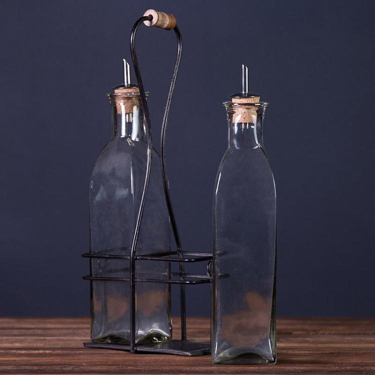 Набор из двух бутылок для масла и уксуса Бруклин состаренный металл Set Of 2 Brooklyn Oil And Vinegar Antic