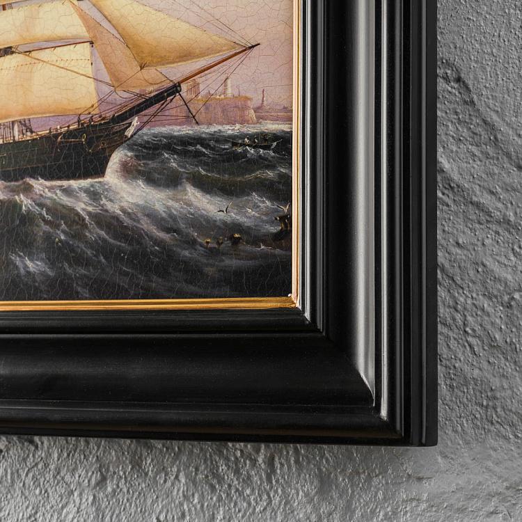 Картина-олеография в чёрно-золотой раме Мореплавание 1 Shipping Scene 1, ANTB Frame