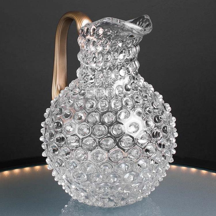 Кувшин Диамант с золотой ручкой Pitcher Hobnail With Golden Handle Large