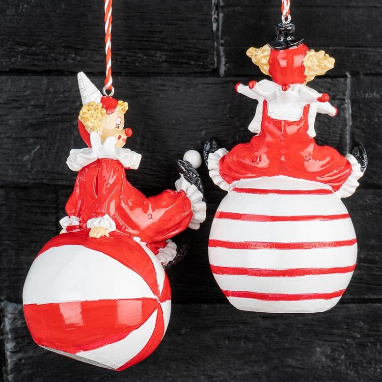 Набор из двух ёлочных игрушек Клоуны на шарах Set Of 2 Christmas Clown Balls 12 cm
