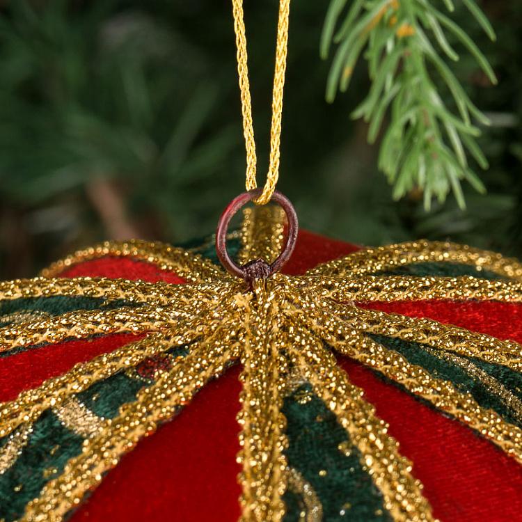 Подвесное новогоднее украшение Красно-зелёный воздушный шар, L Fabric Balloon Red Green 57 cm