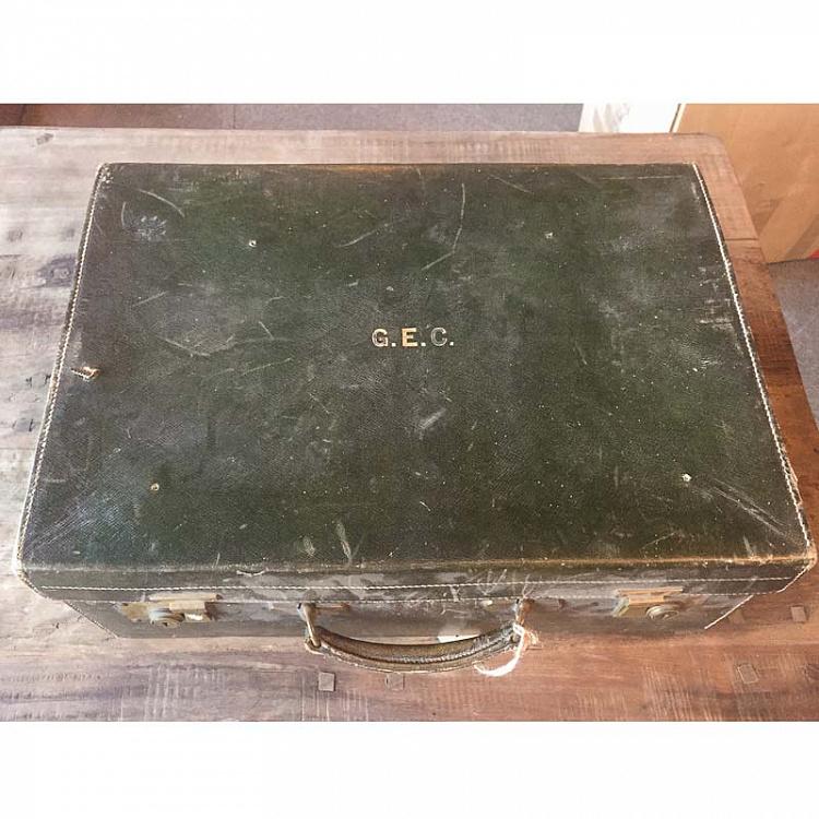 Винтажный кожаный тёмно-зелёный чемодан  Vintage Rifle-Green Suitcase