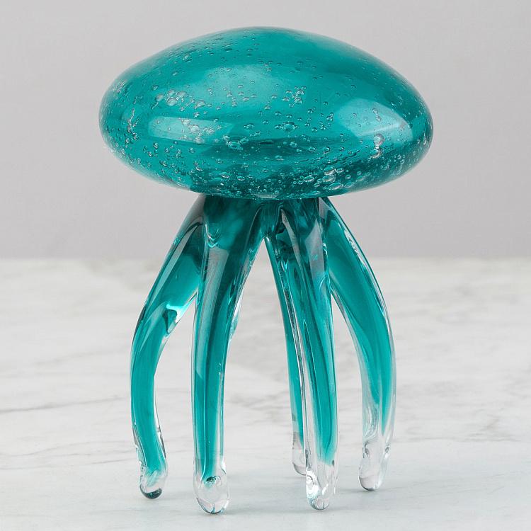 Статуэтка Стеклянная бирюзовая медуза, S Glass Turquoise Jellyfish Small