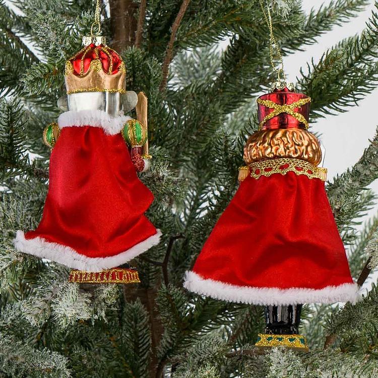 Набор из двух ёлочных игрушек Мышиный король и Щелкунчик Set Of 2 Glass Mouse King And Nutcracker 16,5 cm