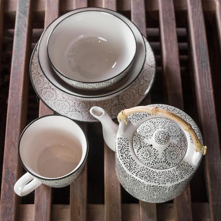 Пиала с узором чёрный Пух, S Blossom Fluff Bowl Black Small