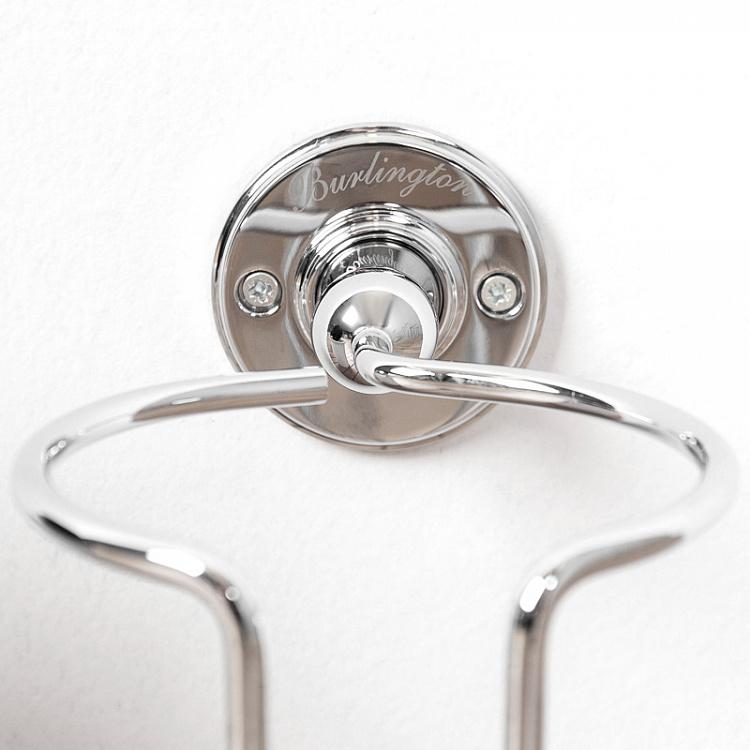 Настенный белый держатель с ёршиком в подставке цвета хром Brush Holder Chrome